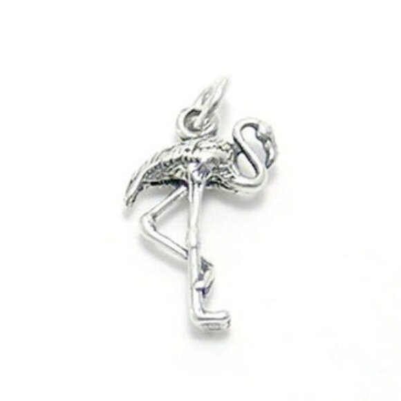FLAMINGO CHARM IN 3D. STERLING SILVER. - Picture 1 of 1